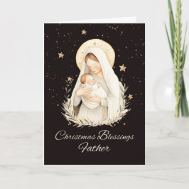 Priester Weihnachten Segnungen Madonna und Kind Karte