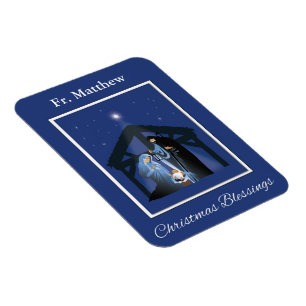 Priester-Weihnachtssegen, Kippfigur auf Blau Magnet