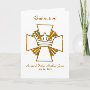 Priesterentordung Goldkrone und Kreuz Karte