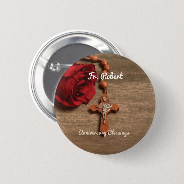 Priesterordnung Rote Rose und Rosary Button (Vorne & Hinten)