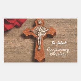 Priesterordnung Rote Rose und Rosary Rechteckiger Aufkleber