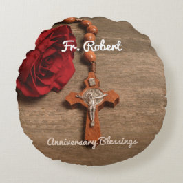 Priesterordnung Rote Rose und Rosary Rundes Kissen