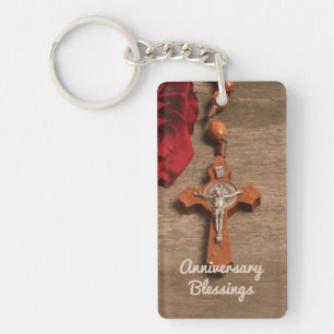 Priesterordnung Rote Rose und Rosary Schlüsselanhänger