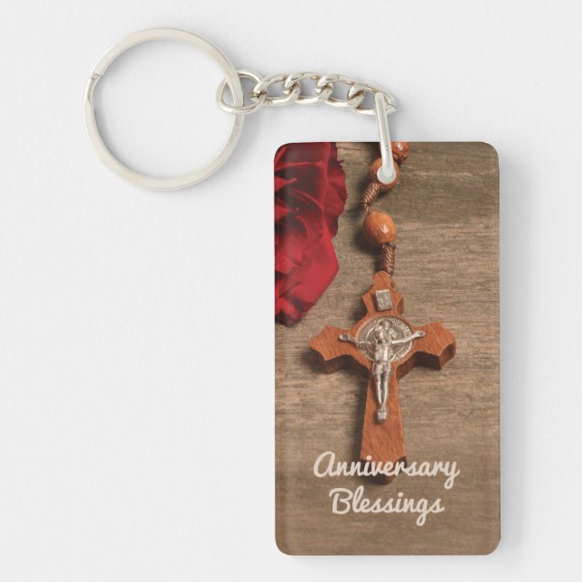 Priesterordnung Rote Rose und Rosary Schlüsselanhänger (Vorderseite)