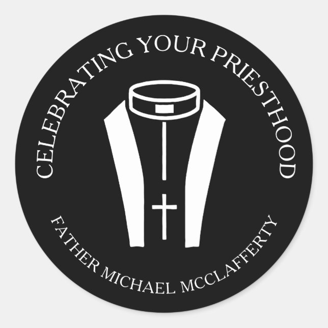 Priesterschaft Schwarz-Weiß-Ordination Runder Aufkleber (Vorderseite)