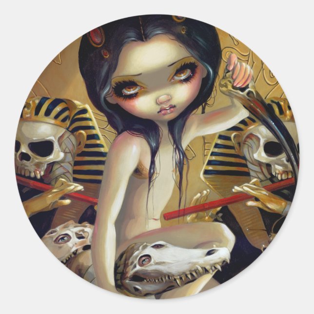 "Priestess of Nyarlathotep"-Aufkleber Runder Aufkleber (Vorderseite)