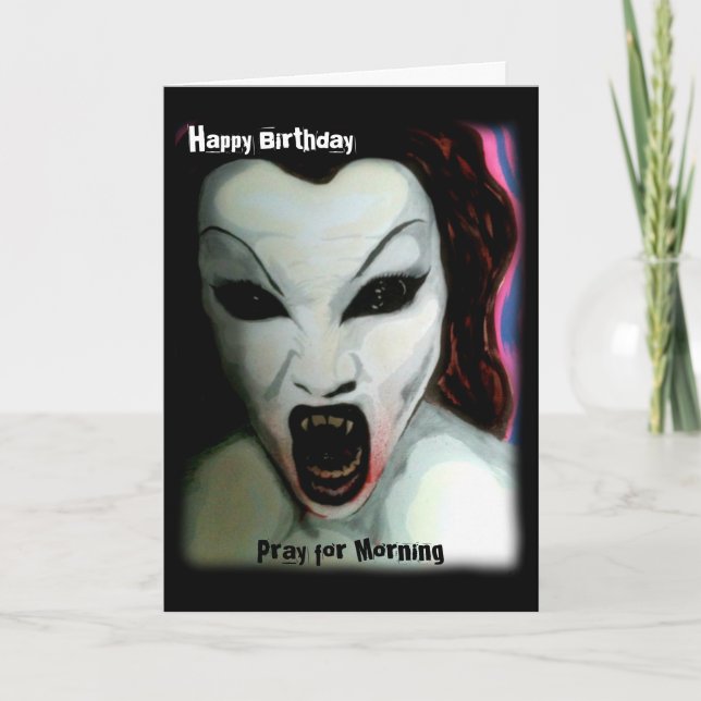 'Priez pour le matin' sur une carte d'anniversaire (Devant)