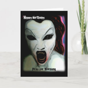 'Priez pour le matin' sur une carte d'anniversaire