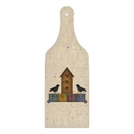 Prim Birdhouse Glas Cutting Board Schneidebrett