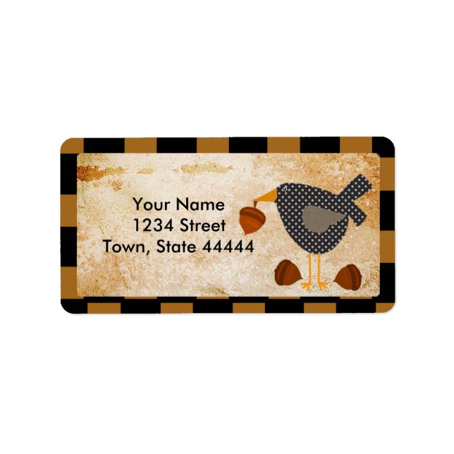 Prim Crow- und Acorns-Adressenmarken Adressaufkleber (Vorne)
