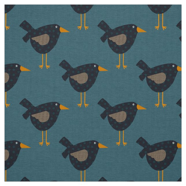 Prim Crows Fabric, whimsical Crows Stoff (Muster)