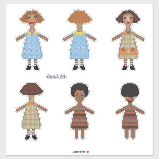 Prim Dolls Fronts und Backs so Niedlich Aufkleber (Blatt)