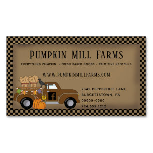 PRIM KÜRBISFARM RETRO-LKW LANDMAGNET MAGNETISCHE VISITENKARTE