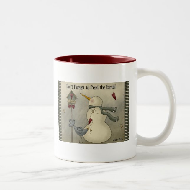 Prim Land-Weihnachtswintersnowman-Kaffee-Tasse Zweifarbige Tasse (Rechts)