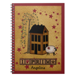 Prim Sheep und Saltbox Custom SpiralNotebook Notizblock