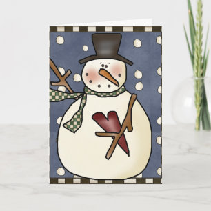 Prim Winter Snowman Grußkartendesign2 Feiertagskarte