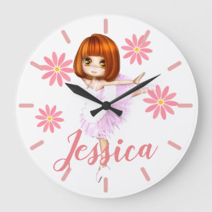 Prima Ballerina all in Pink ! Custom Große Wanduhr
