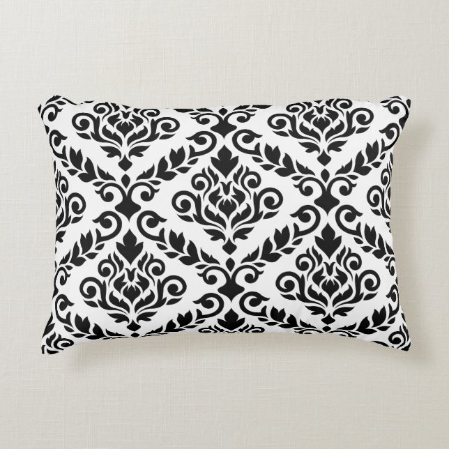 Prima Damask 2Way lg Ptn Schwarz/Weiß Zierkissen (Vorderseite)