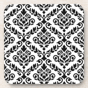 Prima Damask Muster Black auf Weiß Untersetzer