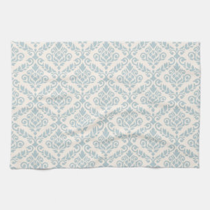 Prima Damask Muster Blue auf Cream Geschirrtuch
