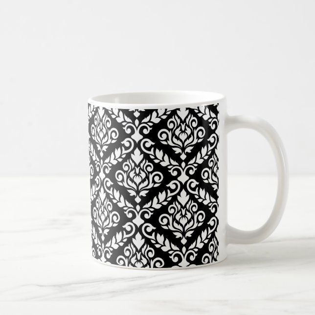 Prima Damask Muster Weiß auf schwarz Kaffeetasse (Rechts)