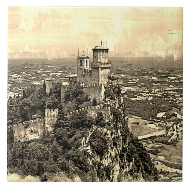 Prima Torre Guaita. Republik San Marino. Fliese (Vorderseite)