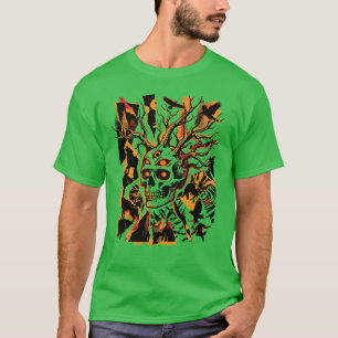 Primal Sight-Shirt  Dunkler Wald-Totenkopf-Baum-Gr T-Shirt