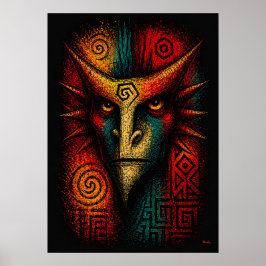 Primal Spirit Mask Abstrakte Kunst – Expressionism Poster