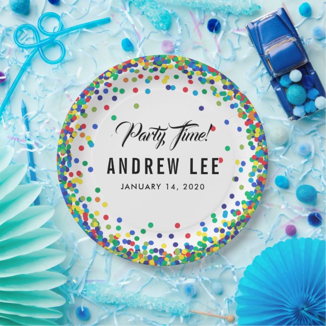 Primär farbige Konfetti-Sprinklen Geburtstagsparty Pappteller (Party)