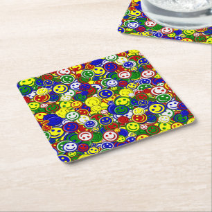 Primär-Happy-Face-Beads,Gelb-PAPER-UNTERSETZER Rechteckiger Pappuntersetzer