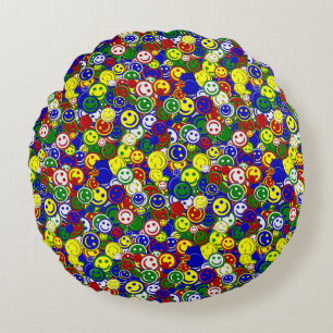 Primäre Face Beads BLAUE-ROUND PILLOW Rundes Kissen