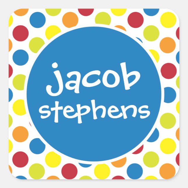Primäre Polka Dots Personalisiert Stickers (Vorderseite)