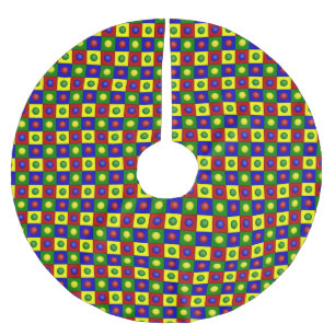 Primäre Polka-Punkte, Squared-TREE-SKIRT Polyester Weihnachtsbaumdecke