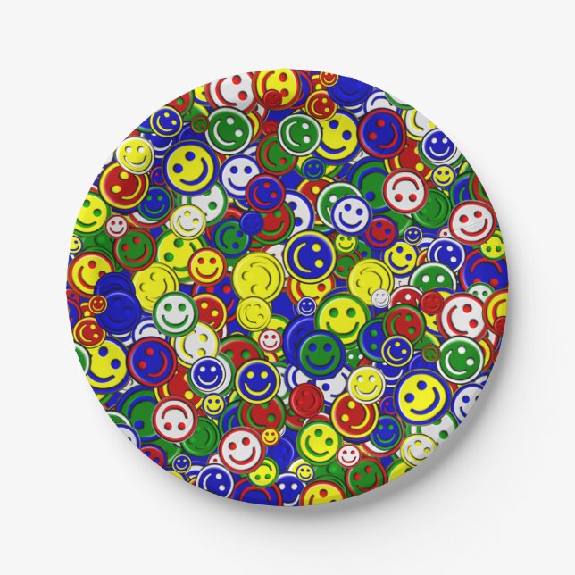 Primäres glückliches Gesicht Allover Beads Pappteller (Vorderseite)