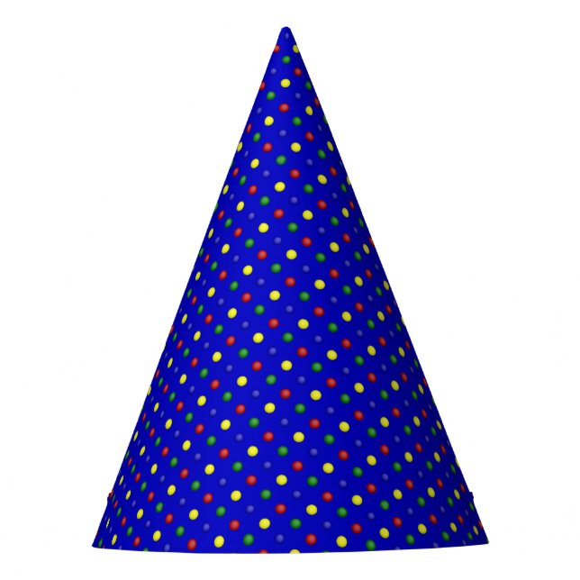 Primäres Polka Dots-Blue-PAPER-PARTY HATS Partyhütchen (Vorderseite)