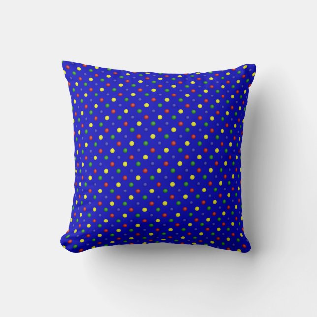 Primäres Polka Dots Blue-Square Throw Kissen (Vorderseite)