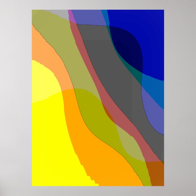 Primärfarben Abstrakt 1212i - Gelbblau Poster (Vorne)