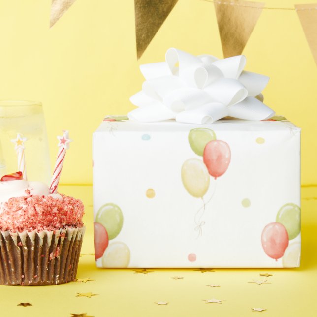 Primärfarben Birthday Balloons Wrapping Paper Geschenkpapier (Geburtstagsparty)