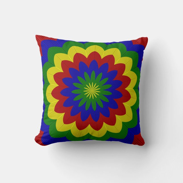 Primärfarben Blume 4-Sq-Drehkissen Kissen (Vorderseite)