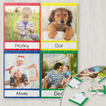 Primärfarben der FotoCollage Personalisiert<br><div class="desc">Spielerlernen - personalisiertes Foto-Puzzle mit Primärfarben. Die Fotovorlage ist für Sie das Set, vier Ihrer Lieblingsbilder hinzuzufügen, die in quadratischem / instagram Format in einer einfachen Grid-Stil Foto-Collage angezeigt werden. Jeder Farbblock enthält ein Foto und eine Namensplatte, die Sie anpassen können. Die individuellen Fotos machen das Spiel zu einem besonders...</div>