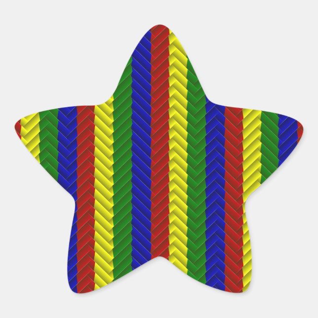 Primärfarben Herringbone Stern-Aufkleber (Vorderseite)