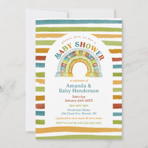Primärfarben Jungen Boho Regenbogen Baby Shower Einladung