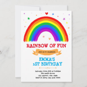 Primärfarben Regenbogen Geburtstag Einladung