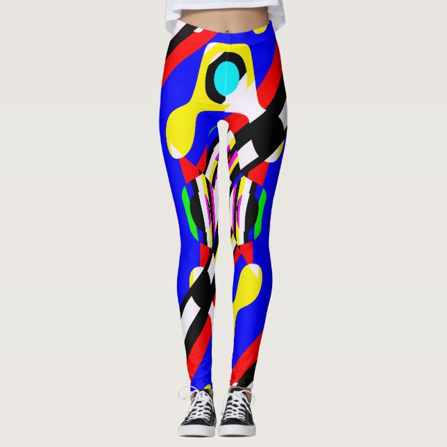 Primärfarbform-geometrische Fettdruck-Mode Leggings (Vorderseite)