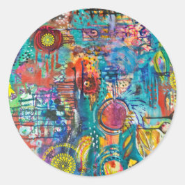 Primärfarbige Liebe Runder Aufkleber