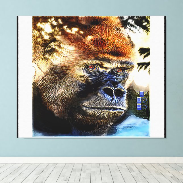 Primat-Modelle: Außergewöhnlicher Gorilla 01-01 Leinwanddruck (Insitu (Holzboden))