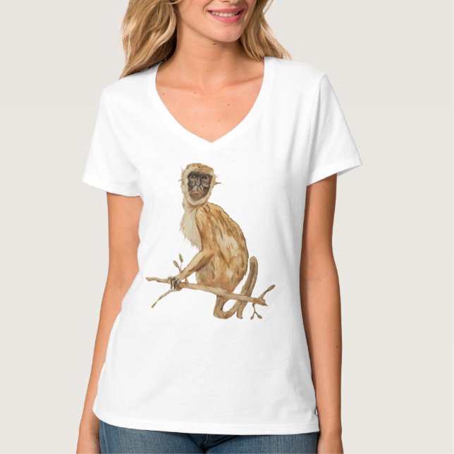 Primate Proclivity Monkey Women's Shirt V-neck  (Vorderseite)