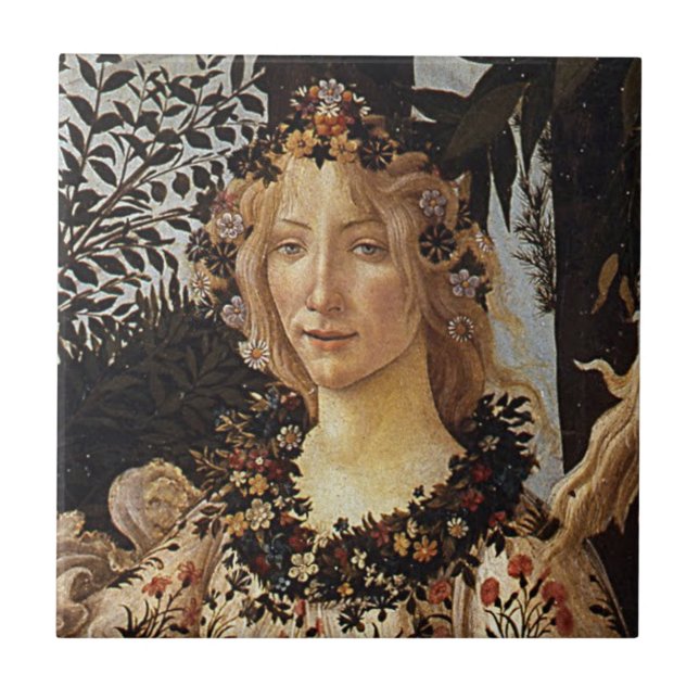 Primavera, Details Flora von Sandro Botticelli Fliese (Vorderseite)