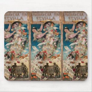 „Primavera en Sevilla“ Vintage-Kunst-Mauspad Mousepad