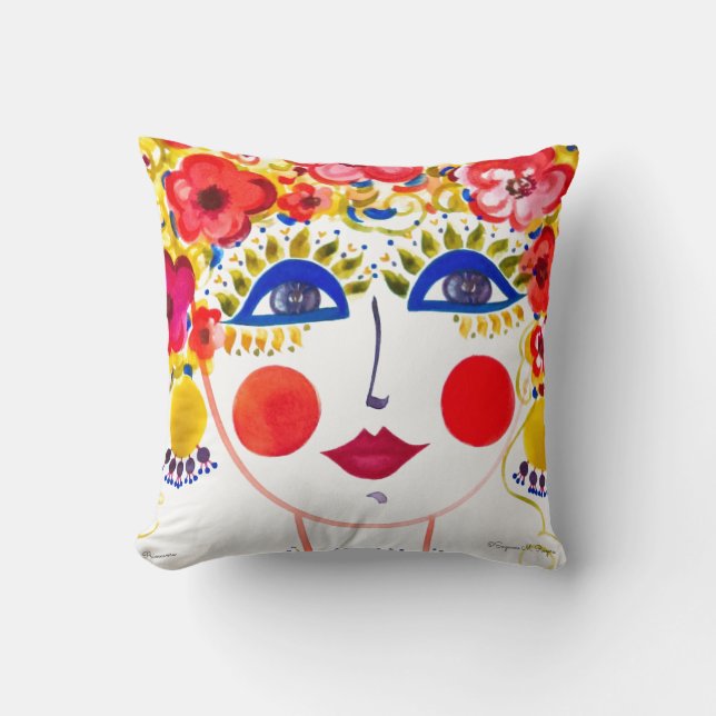 Primavera - Sinti und Roma Garden Girl Cotton Pill Kissen (Vorderseite)